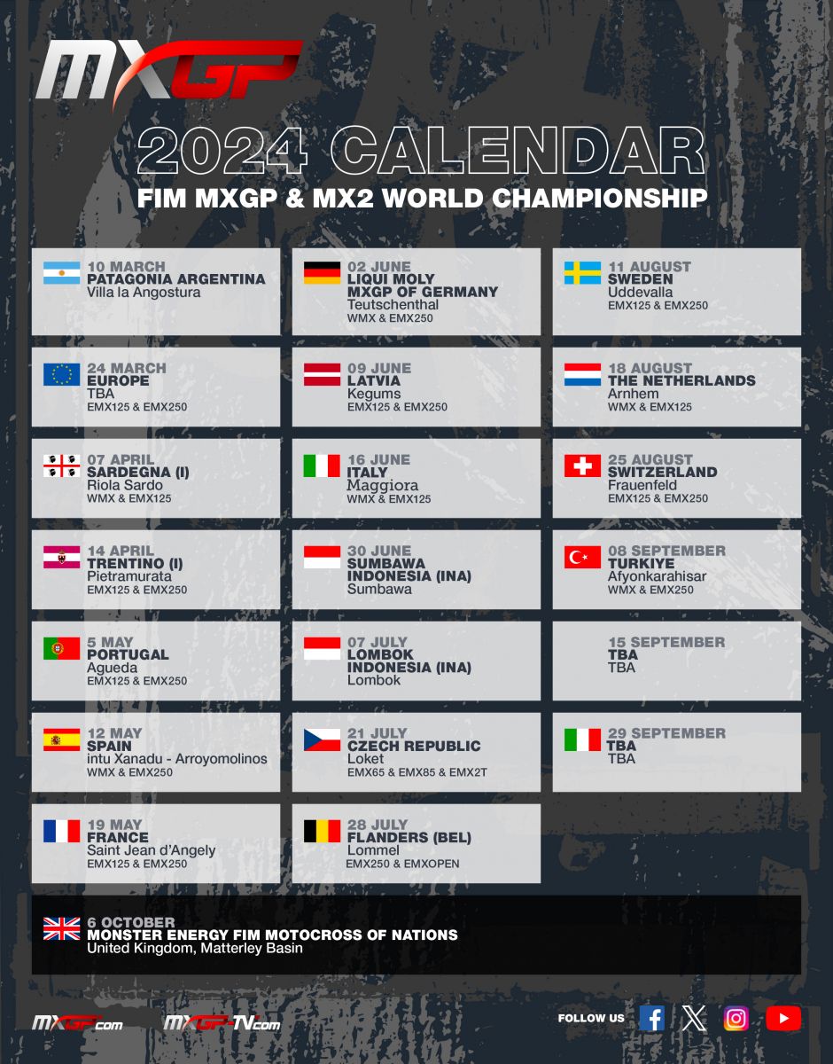 il calendario MXGP 2024 aggiornato