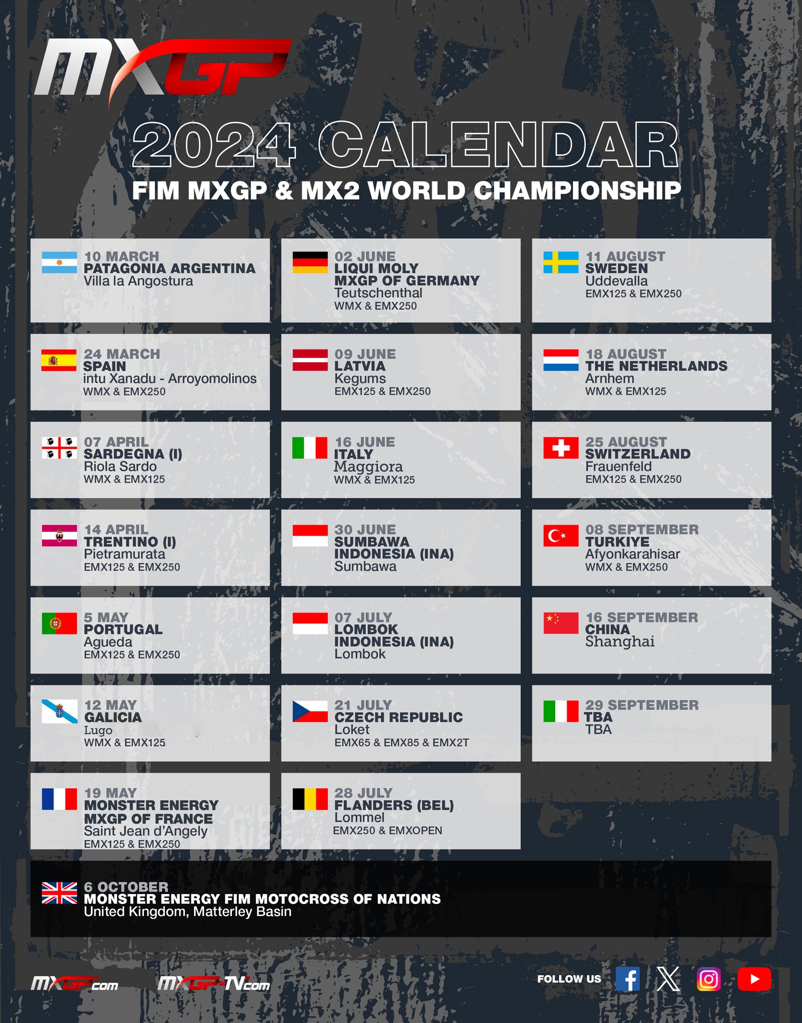 calendario MXGP aggiornato al 2 febbraio 2024