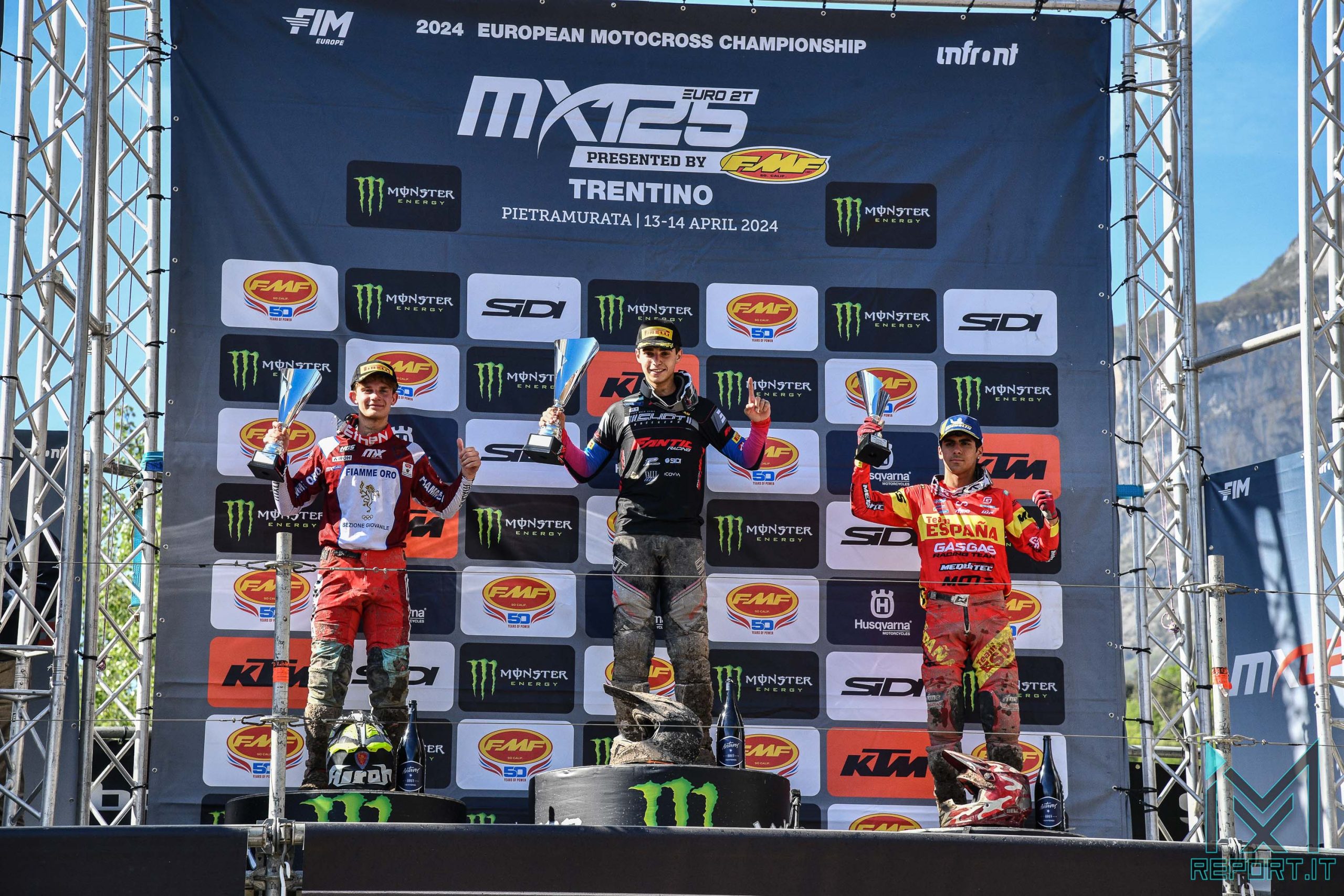 Il podio EMX125 del GP del Trentino