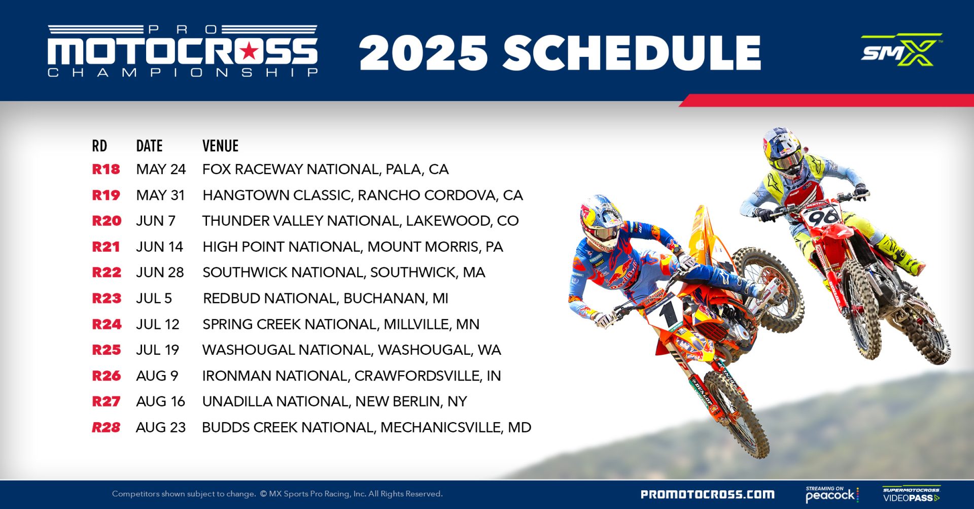 I CALENDARI 2025 DELLA SUPERMOTOCROSS LEAGUE (Monster Energy Supercross e Pro Motocross) MXReport