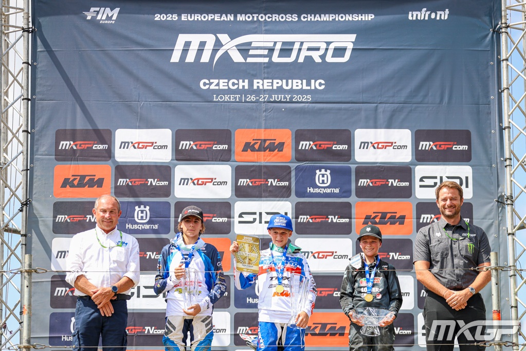 Il podio EMX85 a Loket