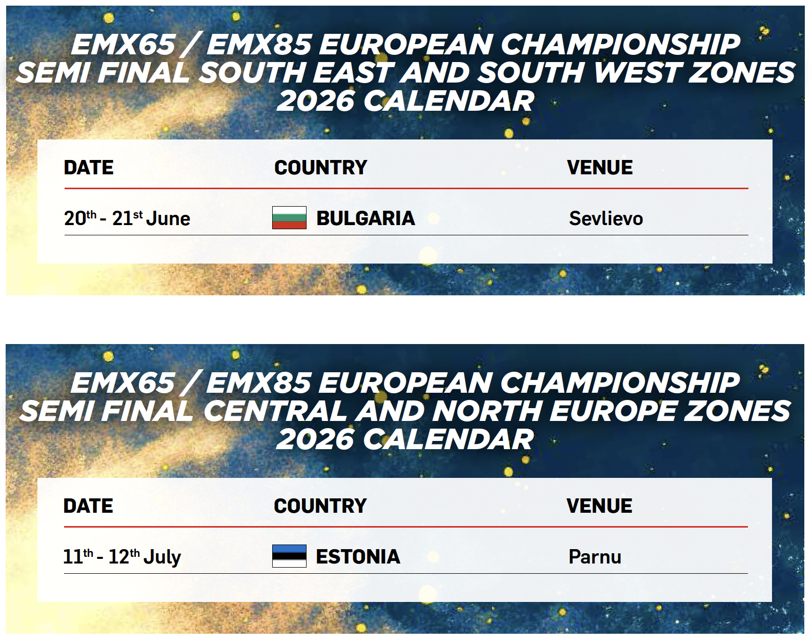 EMX65-85 Semifinali 2026
