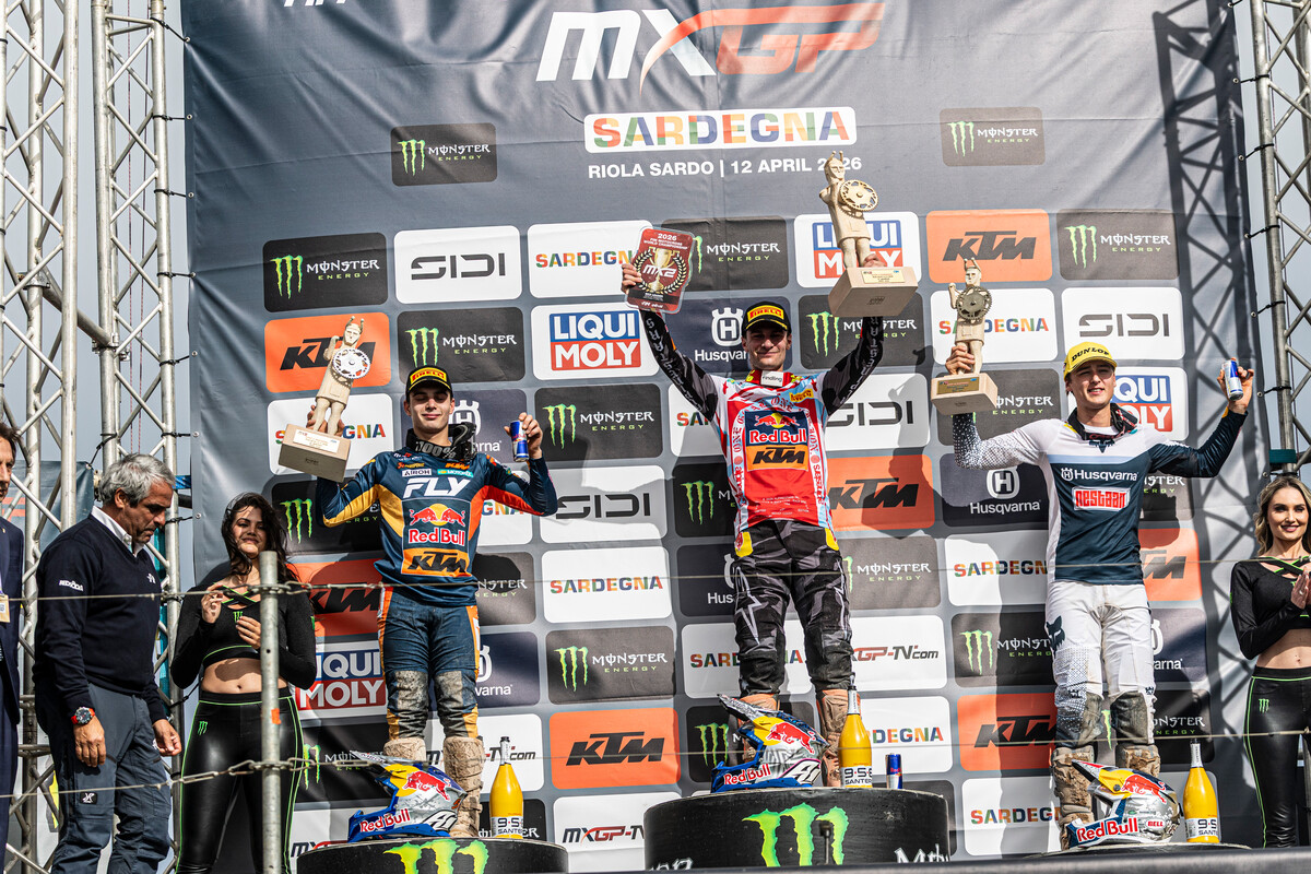 Il podio MX2 del GP di Sardegna