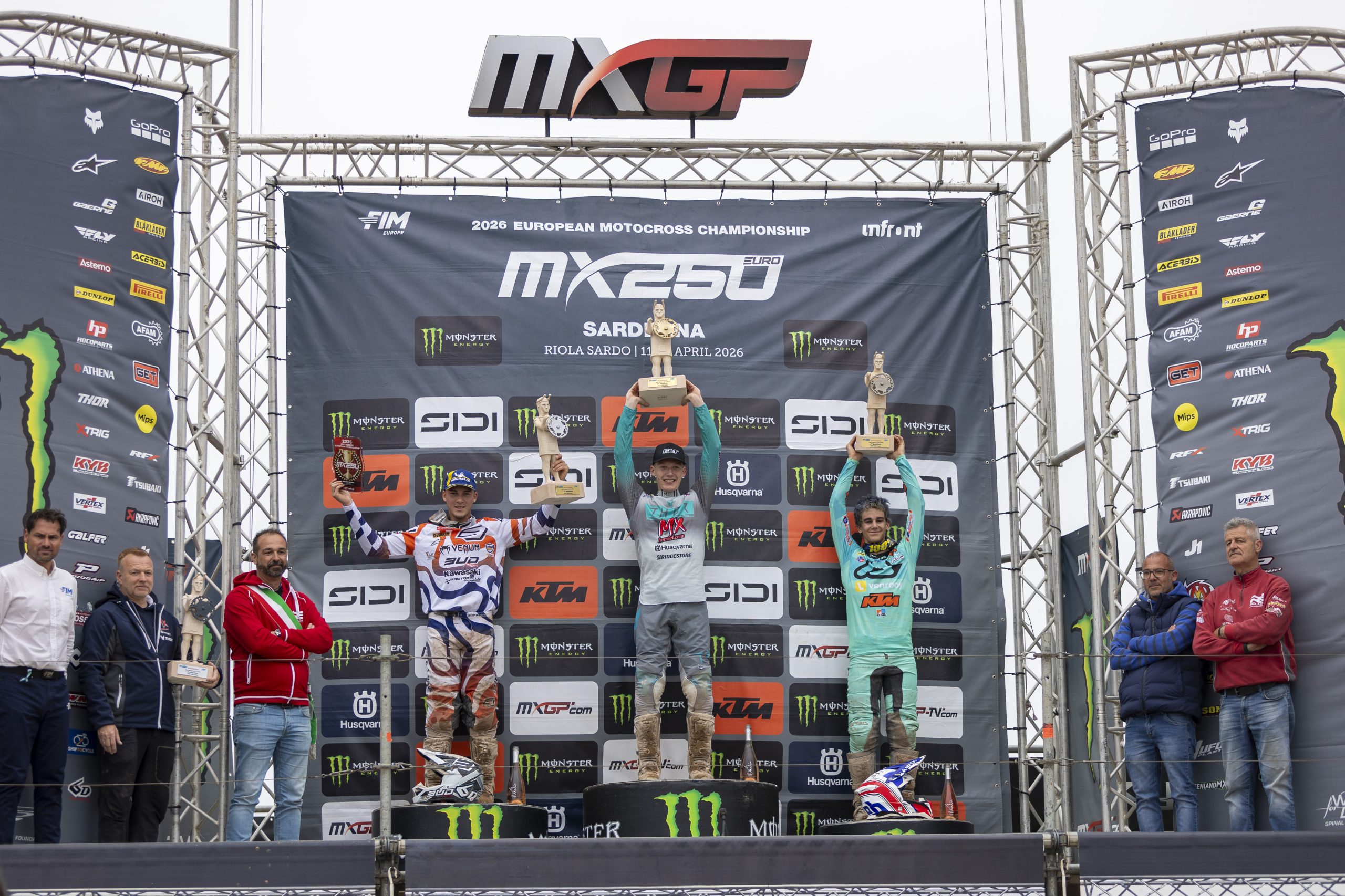 podio EMX250 GP Sardegna