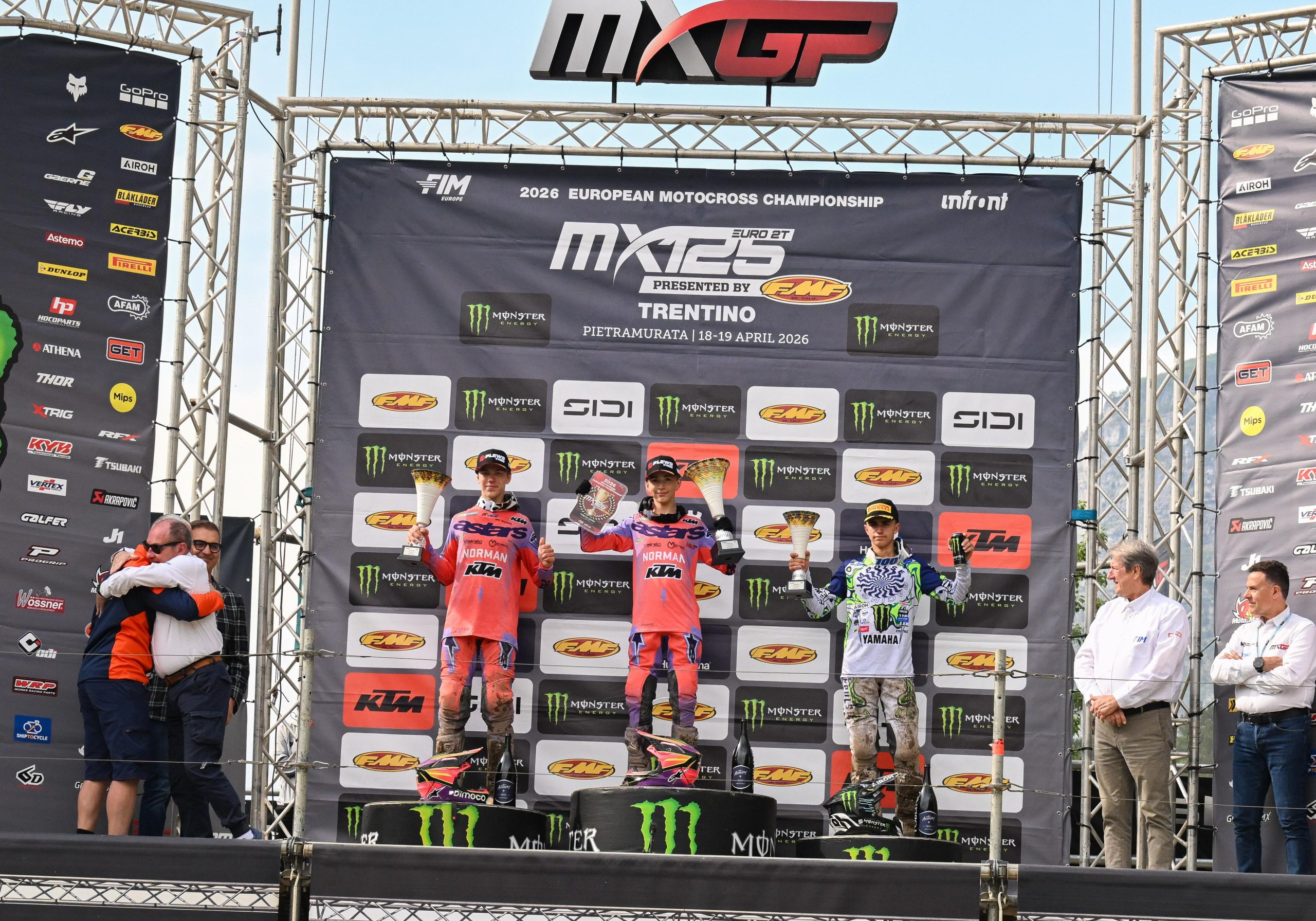 Il podio EMX125 GP del Trentino