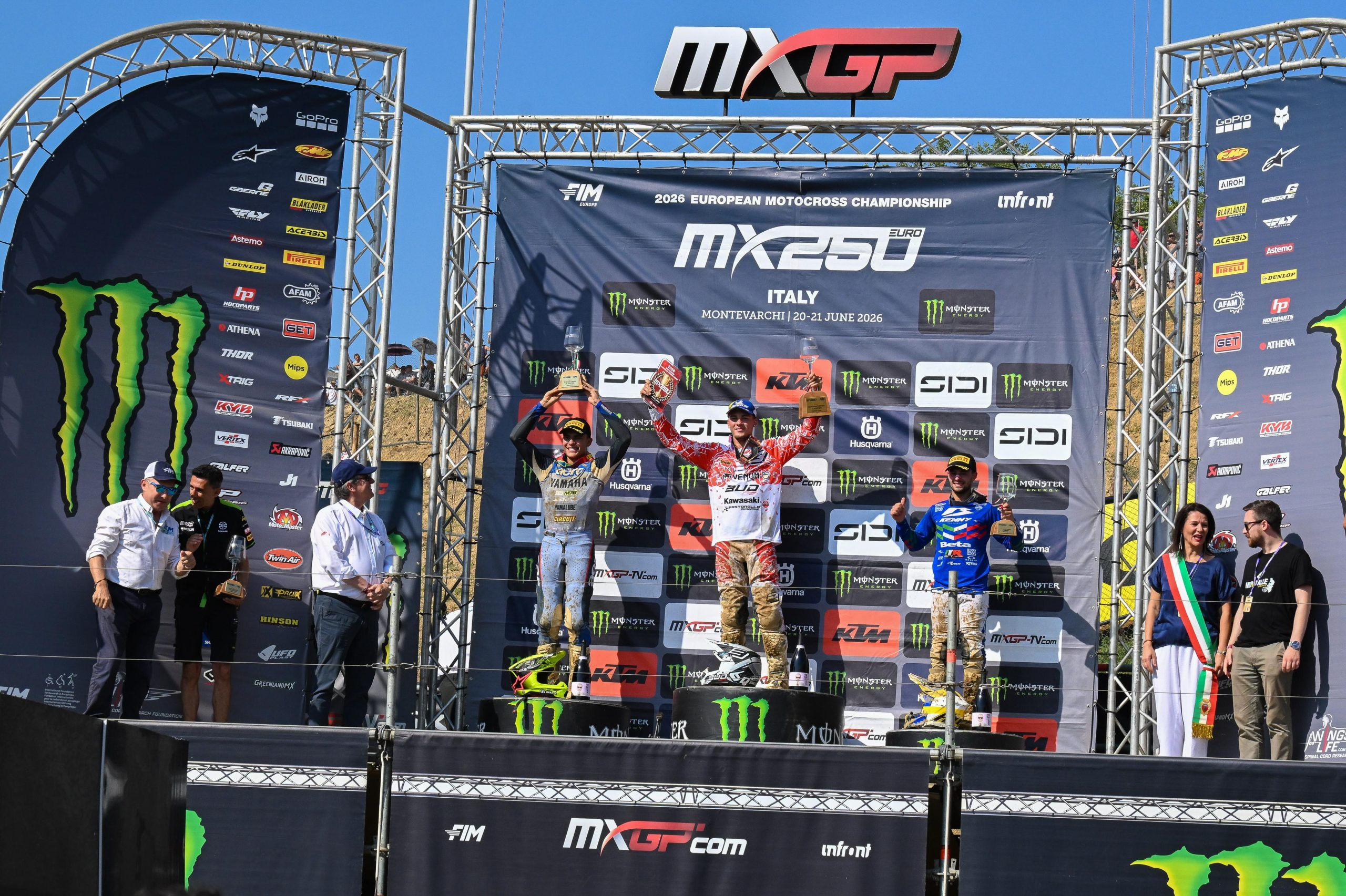 Il podio EMX250 del GP d'Italia